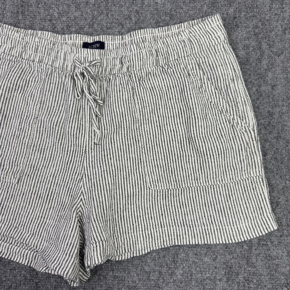J.Crew Shorts M Black White Linen Blend Striped Coastal Minimalist Vacation Boho